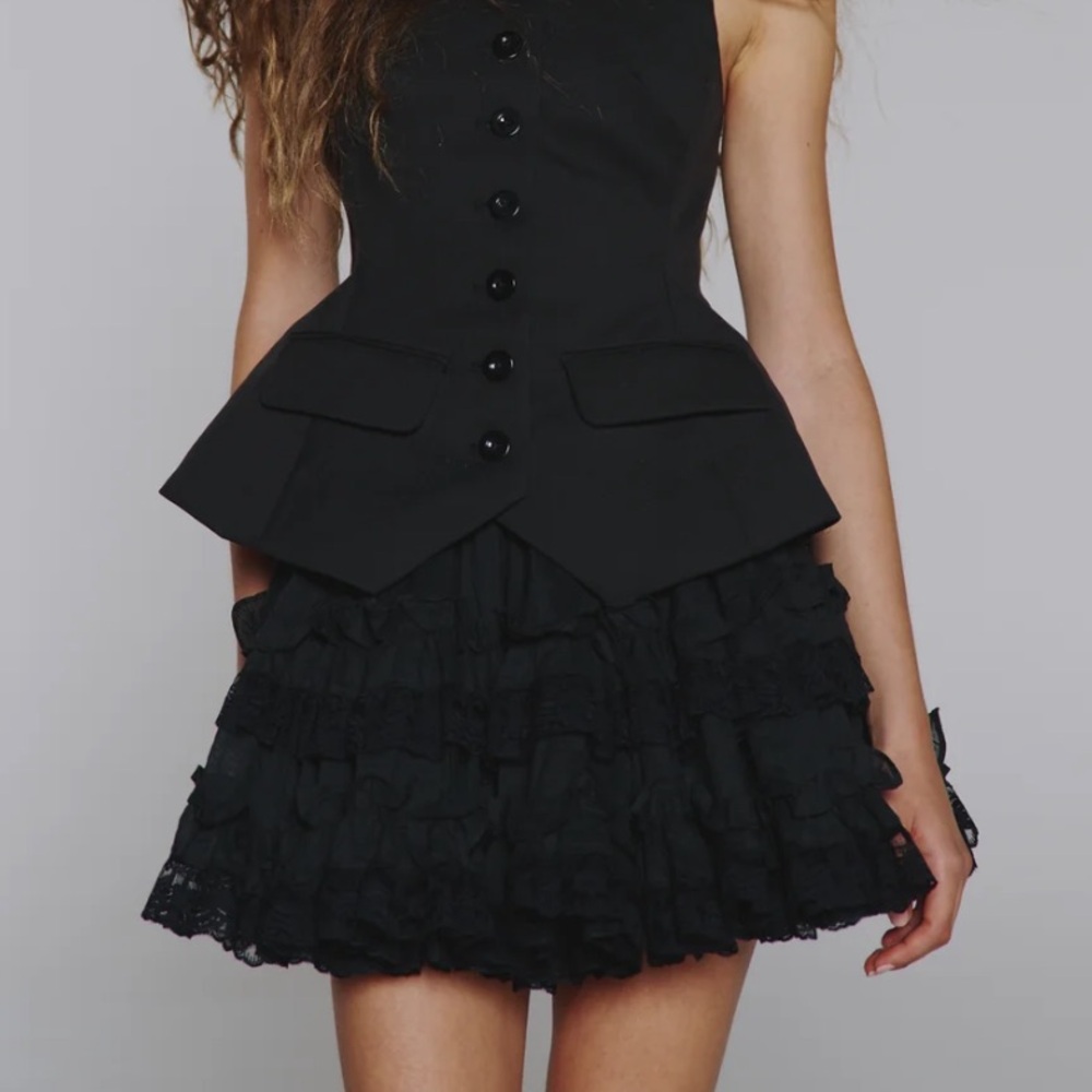 Selkie Black Ruffled Mini Petticoat